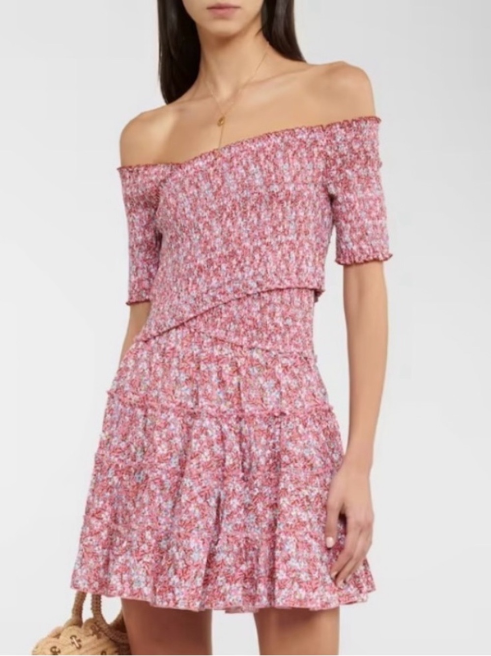 POUPETTE ST BARTH NWT MEDIUM MINI DRESS SOLEDAD COTTON PLUMETI PINK PAQUERETTE